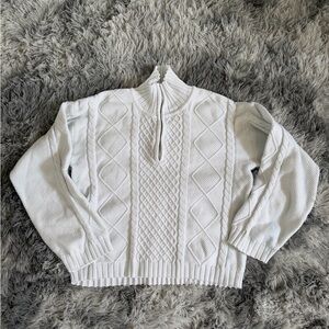 Edikted Oversized Quarter Zip Cable Knit Sweater